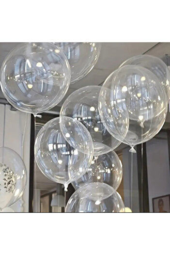 Çemrek Süs Parti Colorless Transparent Bobo Balloon Set 6 Pieces 20 Inches