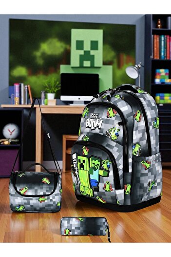 Shopiolog Primary School Orthopedic Waterproof 3 Compartment Primary School Boy's Backpack with Water Bottle