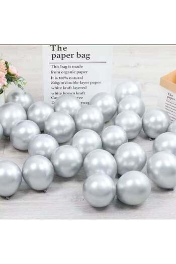 Generic Chrome Balloon 12 Inch — Pack of 50 — Color Silver