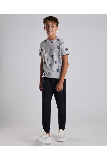 R&B Printed T-Shirt with Crew Neck and Short Sleeves