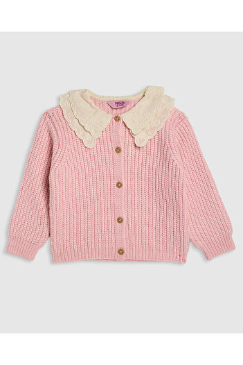 R&B Knitted Collared Cardigan with Button Closure