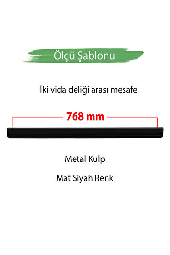 Badem10 Dombay Lux Mâner de tragere Negru mat 768 mm 76,8 cm Sertar metalic Mâner dulap oglindă glisant