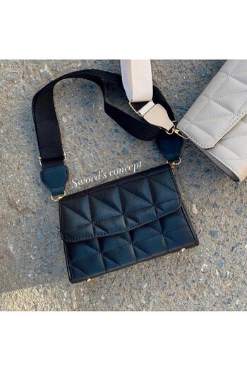 SWORDS CONCEPT Quilted Black Bag with Woven Strap