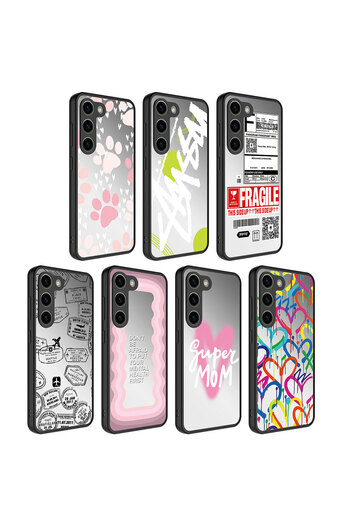 maxisepet Galaxy S23 Plus Compatible Mirrored Pattern Camera Protected Glossy Mxsp Mirror Case-Super Mom