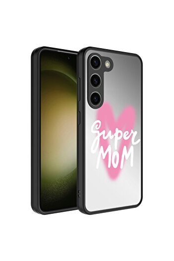 maxisepet Galaxy S23 Plus Compatible Mirrored Pattern Camera Protected Glossy Mxsp Mirror Case-Super Mom