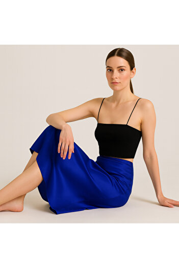 bravorite for brave women Fusta Midi din satin albastru