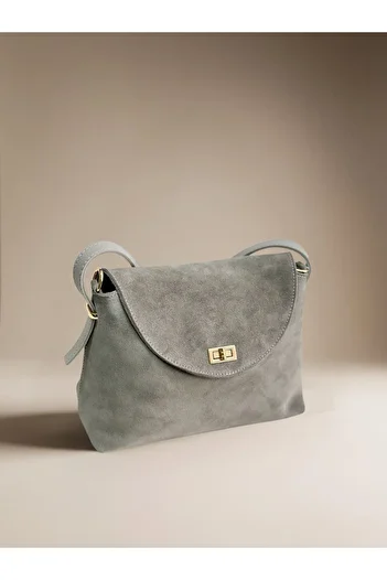 Miales 100% Genuine Suede Leather Women's Hand and Shoulder Bag with Cover Detail