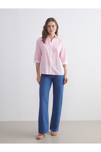 LC Waikiki Sparkling Selections from Shining Store |   Openwork Brode Women's Shirt