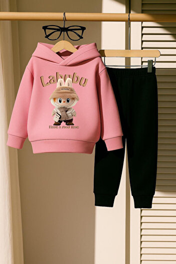 New Shine Φούτερ Unisex με ροζ Labubu εμπριμέ