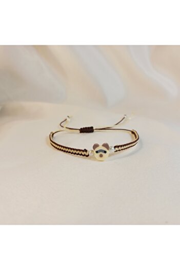 Crystal Atelier Macrame Knitted Unisex Bracelet with Bear Figure - Handmade Cute Design - Cute Teddy Bear Bracelet