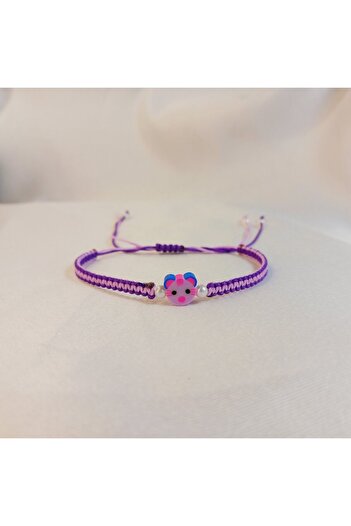 Crystal Atelier Macrame Knitted Unisex Bracelet with Bear Figure - Handmade Cute Design - Cute Teddy Bear Bracelet