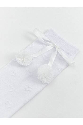 LC Waikiki New Season Patterned Pompom Detailed Girl's Knee Socks