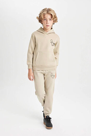 DeFacto Boy's Text Printed Pocket Hooded School Sweatshirt C7560A824Au