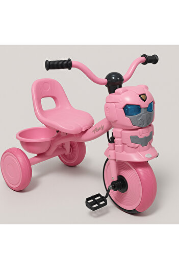rexa Kids Cartoon Face Tricycle – Yellow Pedal Ride-On Bike with Storage Bucket