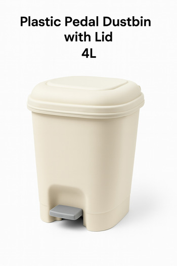TSUMAB 4L Plastic Pedal Dustbin – Compact Waste Bin with Foot Pedal