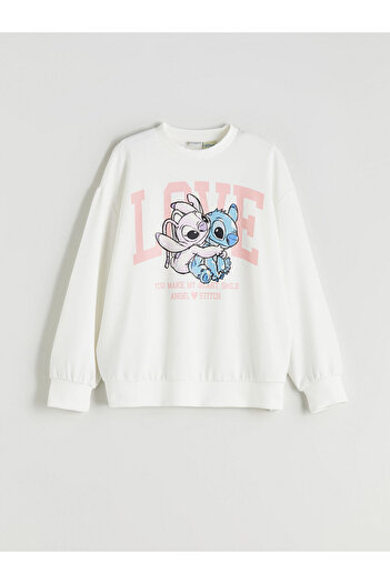 LC Waikiki Sparkling Choices from Shining Store |   Stitch Printed Girls' Sweatshirt and Pants 2-Piece Set