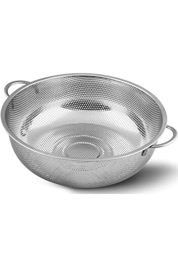 mastergold Stainless Steel Kitchen Strainer | Precision Perforated Metal Kitchen Colander with Handle | Heavy D