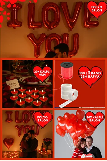 Baloncu Nene Red Heart Balloon Heart Candle I Love You Foil Balloon Marriage Proposal Marriage Anniversary Ornament