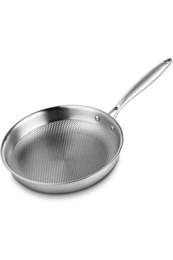 mastergold Stainless Steel Frying Pan with 3 Layers for All Stoves and Oven, Size 22cm, Silver