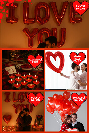 Baloncu Nene Red Heart Balloon Heart Candle I Love You Foil Balloon Marriage Proposal Marriage Anniversary Ornament