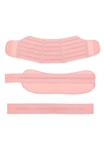 SSMEDIA Elastic Pregnancy Support Belt, Adjustable, 3-Piece - Pink, Size M