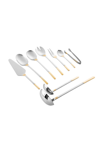 Dania 72-piece stainless steel cutlery set with gold and wooden box