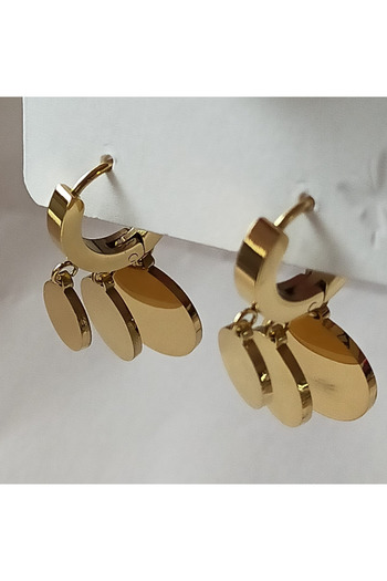 shop Pullu 316L Çelik Küpe – Sallantılı Altın Renkli