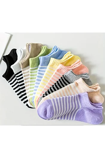 Çorap Kurdu Economical Pack of 10 Women's Booties Socks Set with Hoops