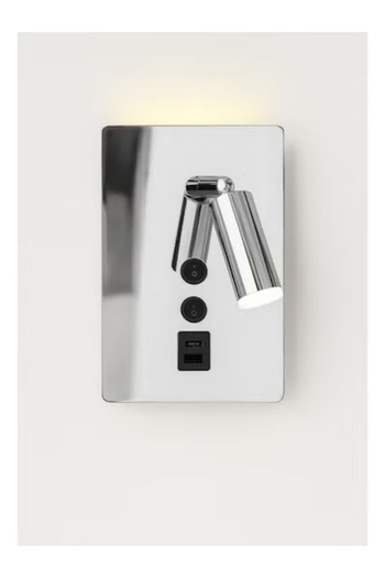 Nerfa Modern wall light with USB charger - silver frame