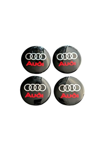 MAF Set of 4 wheel caps 56, 6mm Audi black red compatible/replacement alloy rim