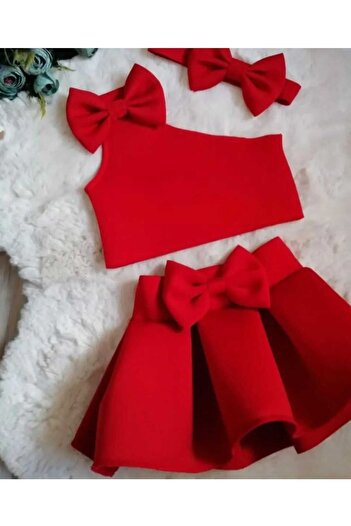bakk baby Girl's Skirt Suit with Bandana Gift