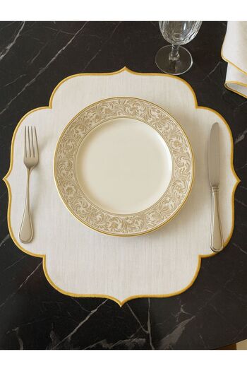 Onedekor 6-Piece Lola Service Sheets with Embroidered Linen Effect - Gold