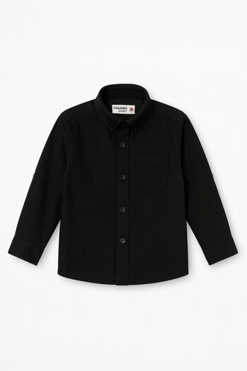 Magu Boy's Black Long Sleeve Cotton Shirt – Buttoned with Pockets