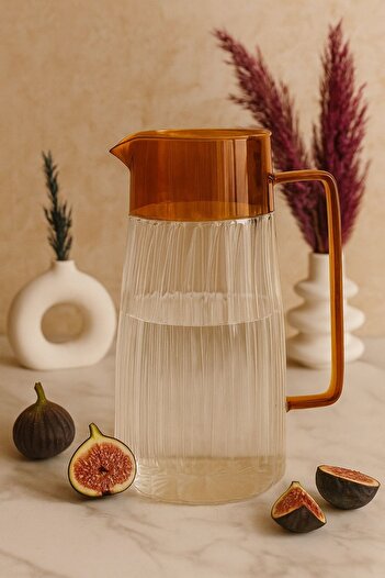 morponi Borosilikat Cam Lina Sürahi Amber 1600 Ml