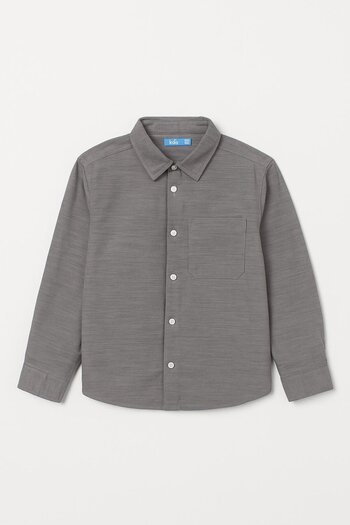Magu Boy's Cotton Gray Long Sleeve Shirt – Buttoned with Pockets