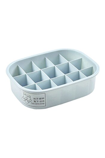 Raffine Separated And Covered Socks Storage Box Light Blue 31x24.5x8cm