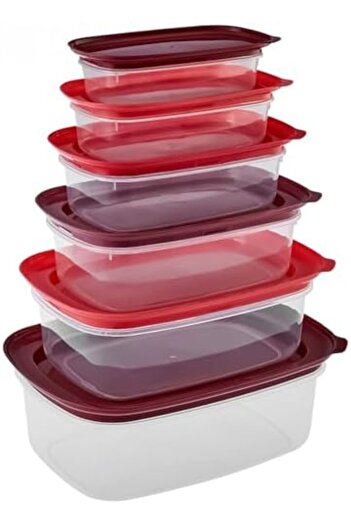 STOREMAX Snshop 7.6 Liter - Red Velvet 6-Piece Storage Container Set - Vegetable Storage Set - Legume Storage Container