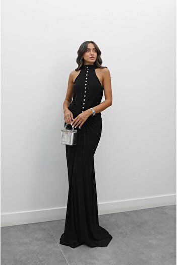 Havoş Black Bagley Multi-Button Detailed Dress