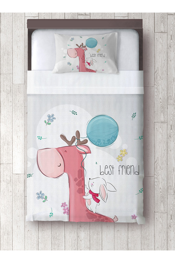 yok yok evim eve dair her şey Cute Dinosaur Patterned Baby Kids Single Pique and Pillowcase Bedspread Set