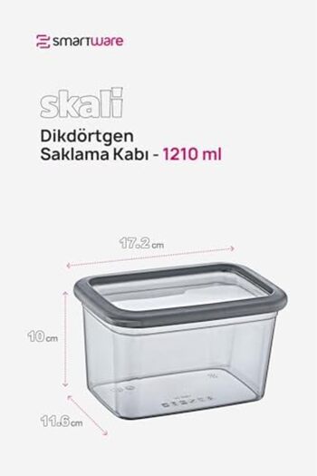 STOREMAX Sellbuyst Set of 6 Skali Rectangular Storage Container Anthracite 1210 ml Trendy 266450