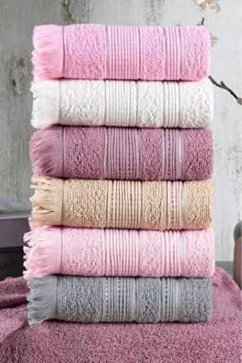 STOREMAX Sellbuyst Tekstil Shiny 6-Piece 50X90 cm Hand & Face Towel Set Pink Trendy 266450