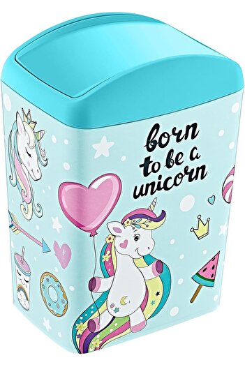 STOREMAX Polysight Soft Illustrated Trash Can Swivel Lid 5 Lt Unicorn Trendzap 467437