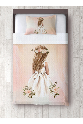 yok yok evim eve dair her şey Princess Patterned Baby Kids Single Pique and Pillowcase Bedspread Set