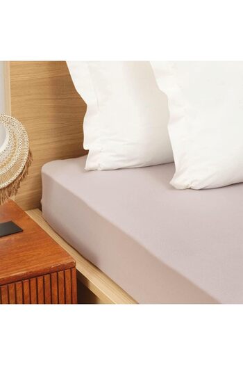 STOREMAX Sellbuyst Home Combed Cotton Fitted Sheet Single Size Beige 100X200+30 cm Trendy 266450