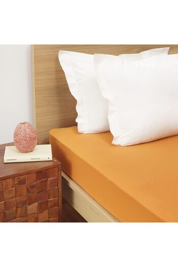 STOREMAX Sellbuyst Home Orange Combed Cotton Single Fitted Sheet Trendy 266450