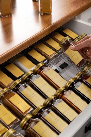 STOREMAX Snshop Home 12-Piece Spice Jar Set, 120 Ml, Gold Lid and Label Set Without Stand Mh00Gld12 46743