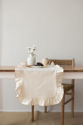 STOREMAX Snshop |   Ruffled Linen Runner 40 X 110 cm (Beige) 467437