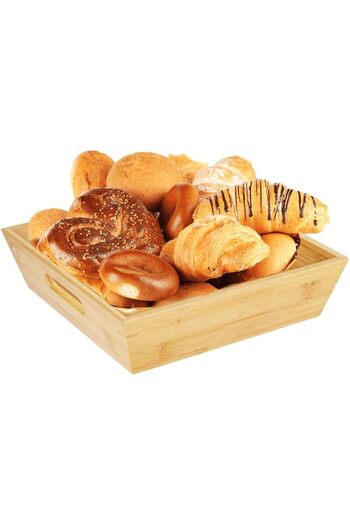 STOREMAX Snshop Bamboo Luxury Square Large Bread Bowl-Fruit Bowl 25cm, Bamboo Bread Bowl Square Large Size 25cm 467437