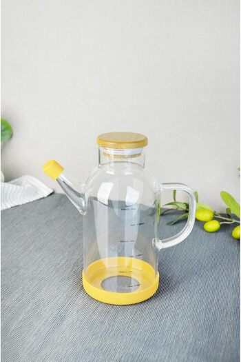 STOREMAX Sellbuyst 600 ml Borosilicate Glass Oil Bottle with Bamboo Lid Trendy 266450