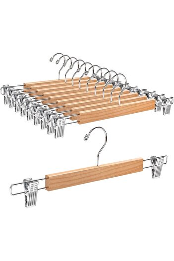 STOREMAX Polysight 5 Pieces Wooden Skirt and Hanger with Pegs, Shorts, Laundry, Clothes Hanger, Wooden Hanger with Pegs (5 Pieces)